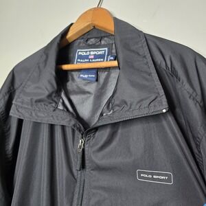 Polo Sport Ralph Lauren Mens XXL Windbreaker Jacket Black Full Zip Lightweight